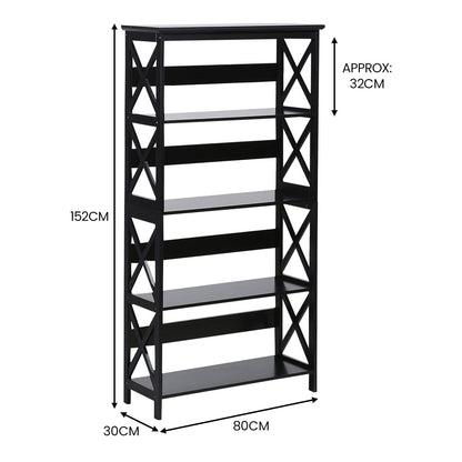 5 Tier Bookcase Modern 80x30x152cm