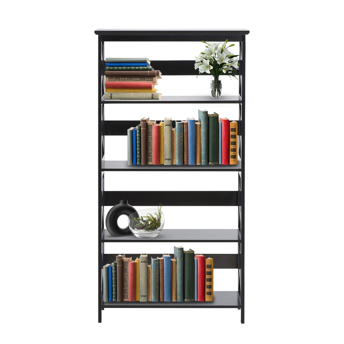 5 Tier Bookcase Modern 80x30x152cm