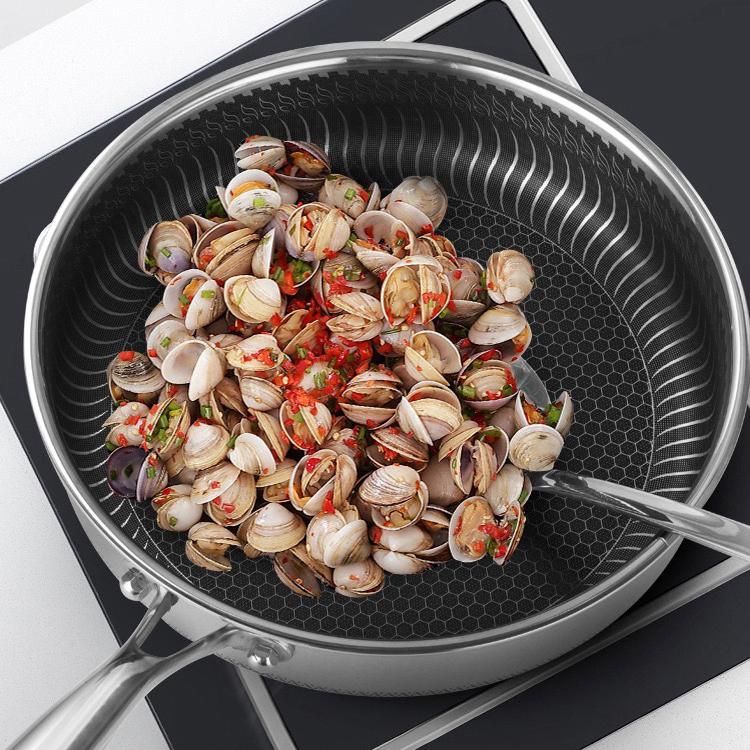 Stainless Steel Frying Pan Non-Stick Cooking Frypan Cookware 30Cm Without Lid
