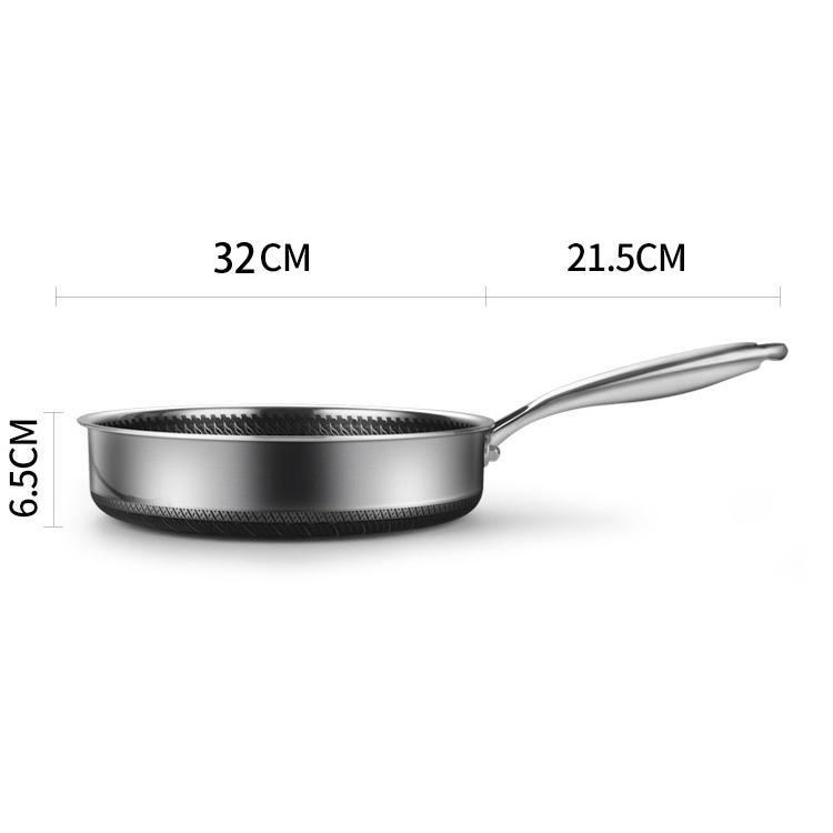 316 Stainless Steel Frying Pan Non-Stick Cooking Cookware 32Cm Without Lid