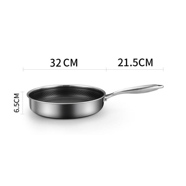  Stainless Steel Frying Pan Non-Stick Cooking Cookware 32Cm Single Sided Without Lid