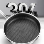 Stainless Steel Frying Pan Non-Stick Cooking Cookware 32Cm Single Sided Without Lid