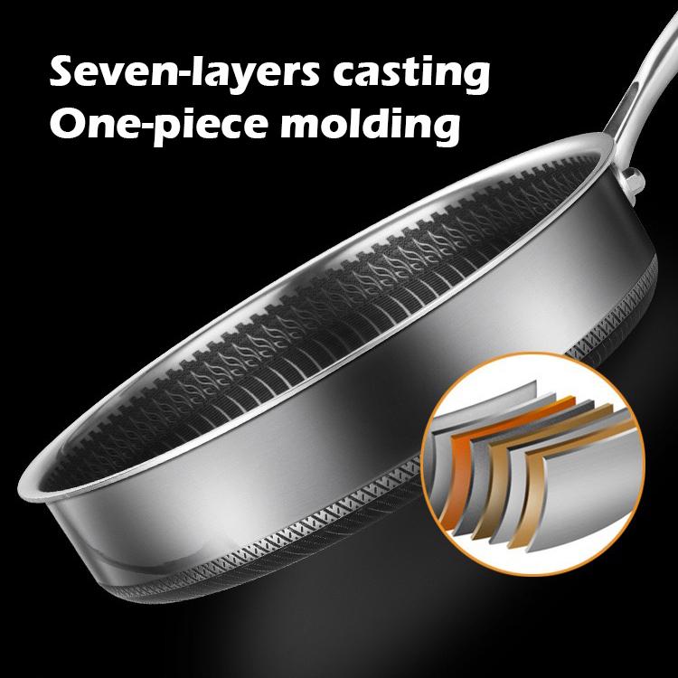 Stainless Steel Frying Pan Non-Stick Cooking Frypan 32Cm Honeycomb Double Sided
