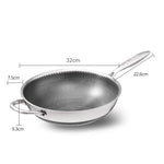 Stainless Steel 34Cm Non-Stick Stir Fry Cooking Wok Pan With Lid Double Sided