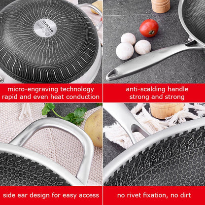 316 Stainless Steel 32Cm Non-Stick Stir Fry Cooking Lid Double Sided