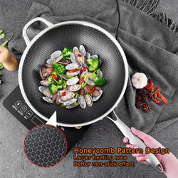 Stainless Steel 34Cm Non-Stick Stir Fry Cooking Kitchen Wok Pan