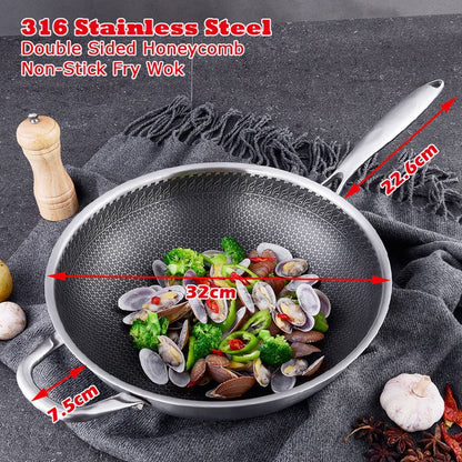 Stainless Steel 34Cm Non-Stick Stir Fry Cooking Kitchen Wok Pan