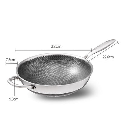 Stainless Steel 32Cm Non-Stick Stir Fry Cooking Kitchen Wok Pan Without Lid
