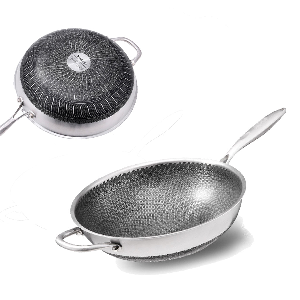 Stainless Steel 32Cm Non-Stick Stir Fry Cooking Kitchen Wok Pan Without Lid