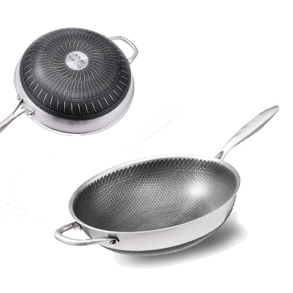 Stainless Steel 32Cm Non-Stick Stir Fry Cooking Kitchen Wok Pan Without Lid