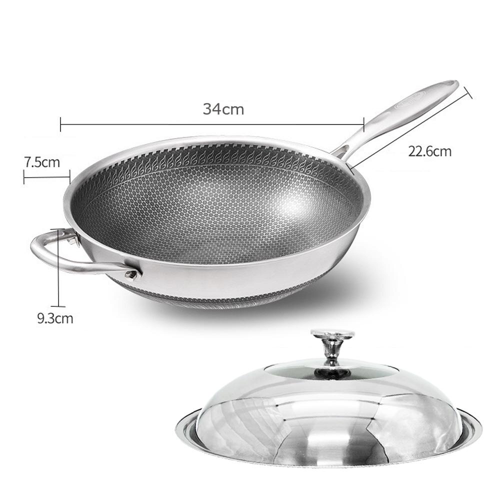 Stainless Steel 32Cm Non-Stick Stir Fry Cooking Kitchen Wok Pan Without Lid