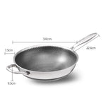34Cm Stainless Steel Non-Stick Stir Fry Cooking Wok Pan Without Lid Honeycomb Double Sided