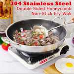 Stainless Steel 36Cm Double Ear Non-Stick Stir Without Lid Honeycomb Double Sided