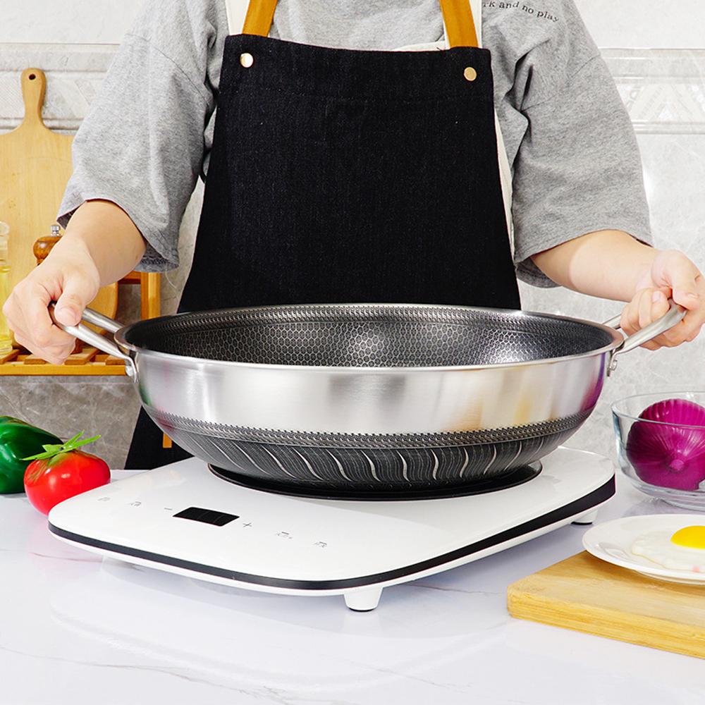 Stainless Steel 38Cm Double Ear Non-Stick Without Lid Honeycomb Double