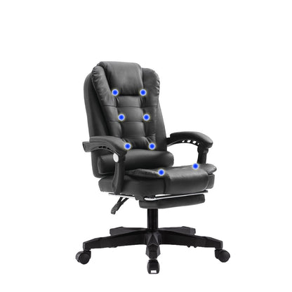 8 Point Massage Chair Office Computer Seat Footrest Recliner Pu Leather Amber