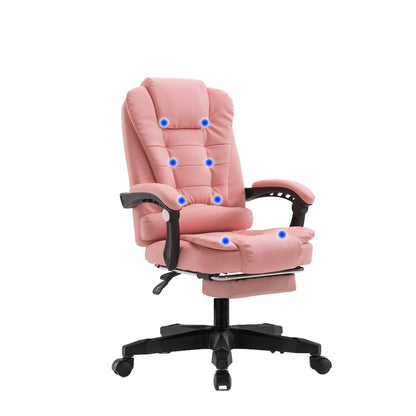 8 Point Massage Chair Office Computer Seat Footrest Recliner Pu Leather Amber