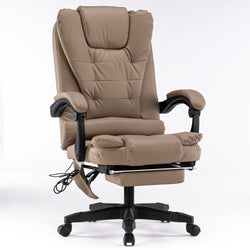 8 Point Massage Chair Office Computer Seat Footrest Recliner Pu Leather Amber