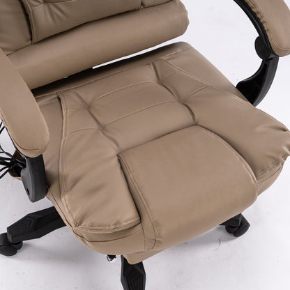 8 Point Massage Chair Office Computer Seat Footrest Recliner Pu Leather Amber
