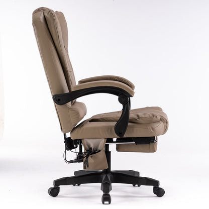 8 Point Massage Chair Office Computer Seat Footrest Recliner Pu Leather Amber