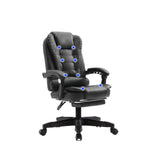 8 Point Massage Chair Office Computer Seat Footrest Recliner Pu Leather Black