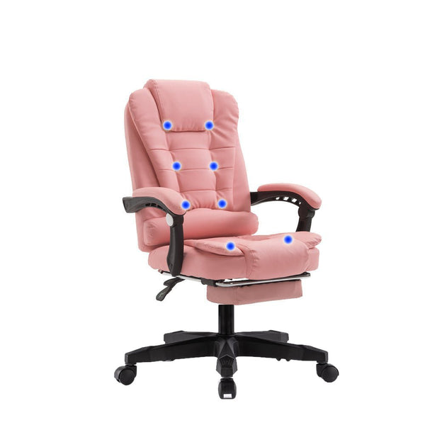  8 Point Massage Chair Office Computer Seat Footrest Recliner Pu Leather Pink