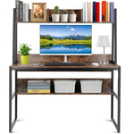 Computer Table Desk Book Storage Student Study Home Office Rustic Brown