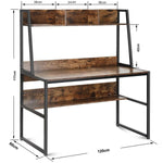 Computer Table Desk Book Storage Student Study Home Office Rustic Brown