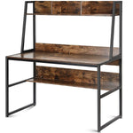 Computer Table Desk Book Storage Student Study Home Office Rustic Brown