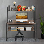 Computer Table Desk Book Storage Student Study Home Office Rustic Brown