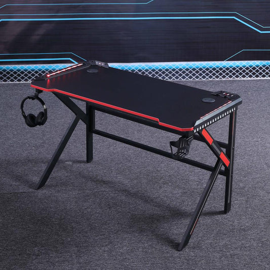 Gaming Desk Desktop Pc Computer Desks Table Office Laptop K-Shaped Legs Black