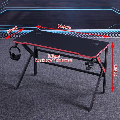 Gaming Desk Desktop Pc Computer Desks Table Office Laptop K-Shaped Legs Black