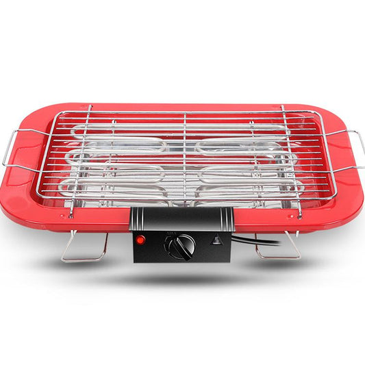 Portable Electric Bbq Grill Teppanyaki Smokeless Barbeque Pan Hot Plate Table Red
