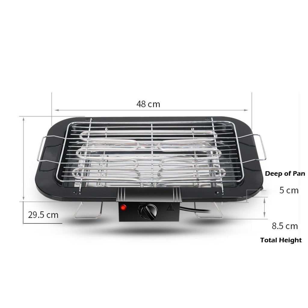 Portable Electric Bbq Grill Teppanyaki Smokeless Barbeque Pan Hot Plate Table Red