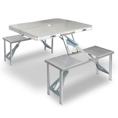 Folding Camping Table With Stools Set Portable Picnic Outdoor Garden Bbq Setting