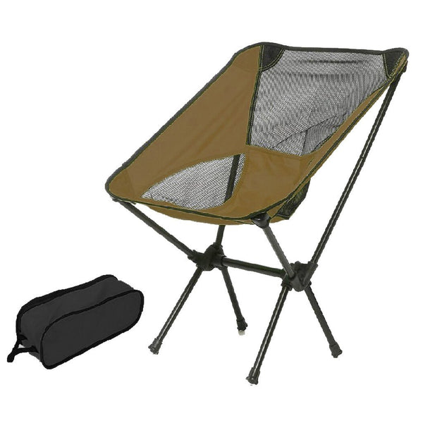  Ultralight Aluminum Alloy Folding Camping Camp Chair Outdoor Hiking Patio Brown