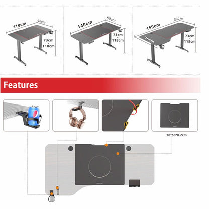 Gaming Standing Desk Home Office Lift Electric Height Adjustable