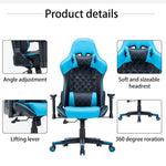 Gaming Chair Ergonomic Racing Chair Reclining Seat 3D Armrest Footrest Black Blue