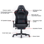 7 Rgb Lights Bluetooth Speaker Gaming Chair Ergonomic Racing Chair Black