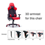Gaming Chair Ergonomic Racing Chair Reclining Gaming Seat 3D Armrest Footrest Pink White