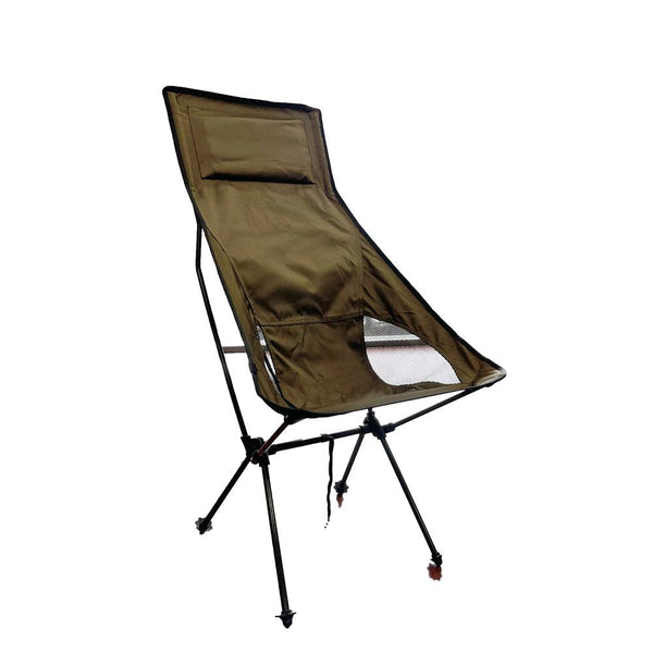  Camping Chair Folding High Back Backpacking Chair With Headrest Brown