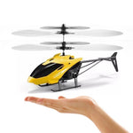 Mini Rc Infrared Induction Helicopter Aircraft Drone Flashing Light Toys Christmas Gift Yellow