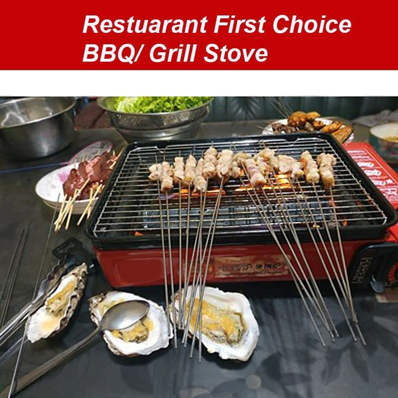 Portable Gas Stove Burner Butane Bbq Camping Gas Cooker With Non Stick Plate Orange