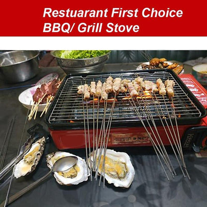Portable Gas Stove Burner Butane Bbq Camping Gas Cooker With Non Stick Plate Orange