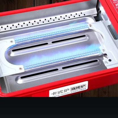 Portable Gas Stove Burner Butane Bbq Camping Gas Cooker With Non Stick Plate Orange