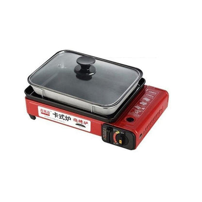 Sleek Orange Gas Stove BBQ Cooker with Plate