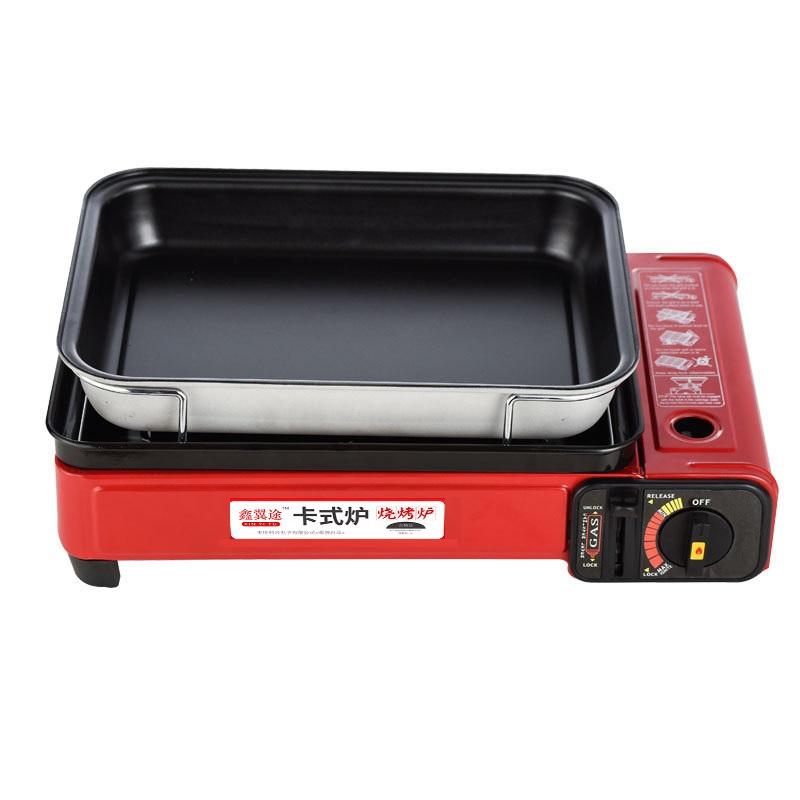 Sleek Orange Gas Stove BBQ Cooker with Plate