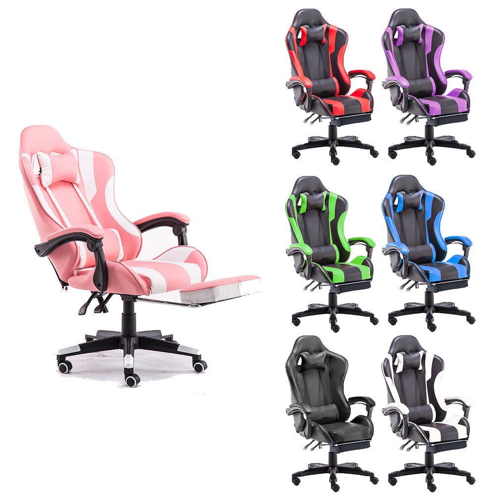 Gaming Chair Office Computer Seating Racing Pu Executive Racer Recliner Large Black