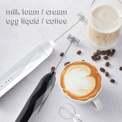 Usb Charging Handheld Milk Frother & Egg Beater With 2 Whisks