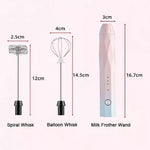 Usb Charging Handheld Milk Frother & Egg Beater With 2 Whisks