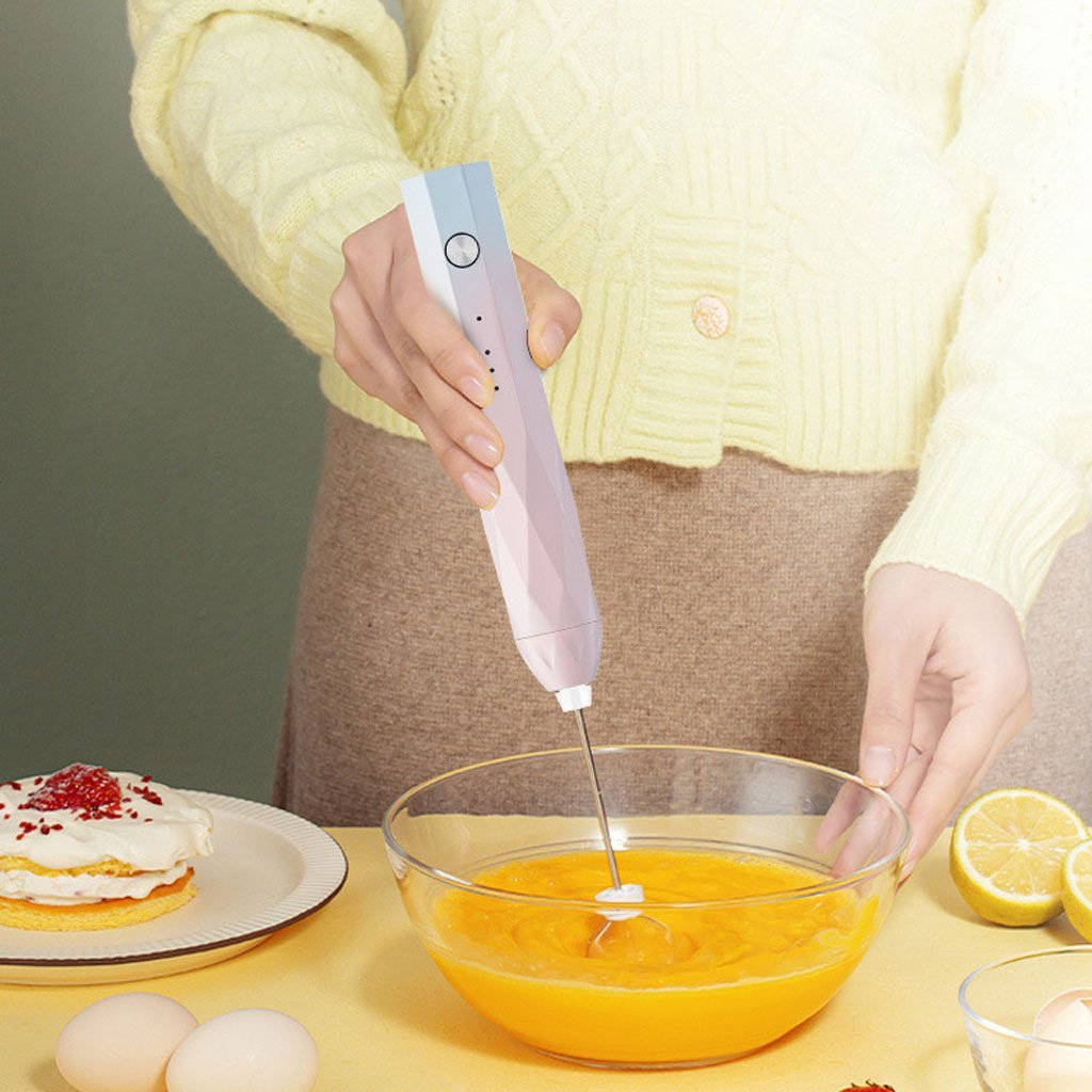 Usb Charging Handheld Milk Frother & Egg Beater With 2 Whisks